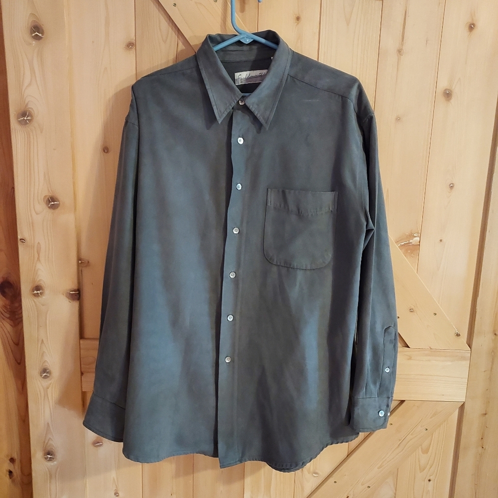 Fieldmaster, Button Down Shirt, Men's Size Large, Long Sleeve, Green Casual.